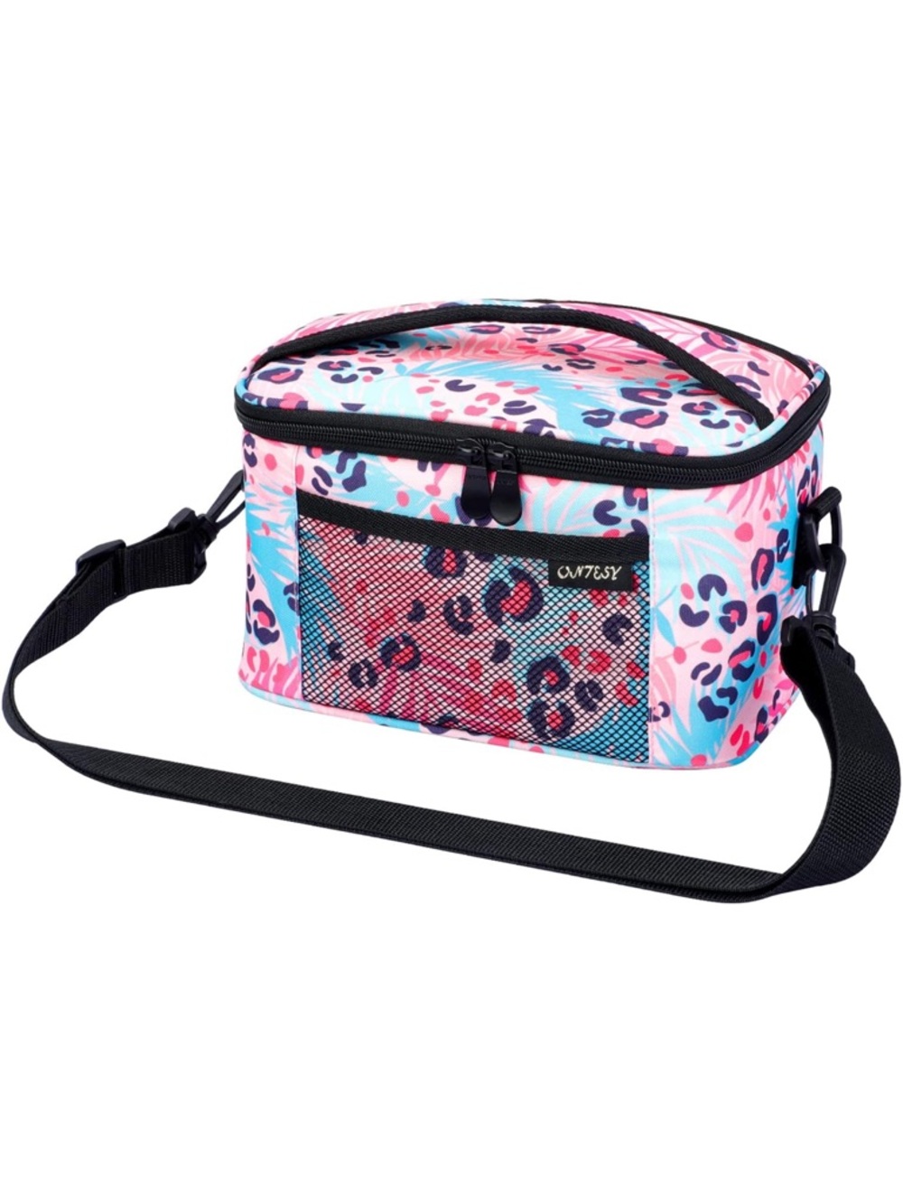 Colorful Leopard and Leaves Print Insulated Lunch Box